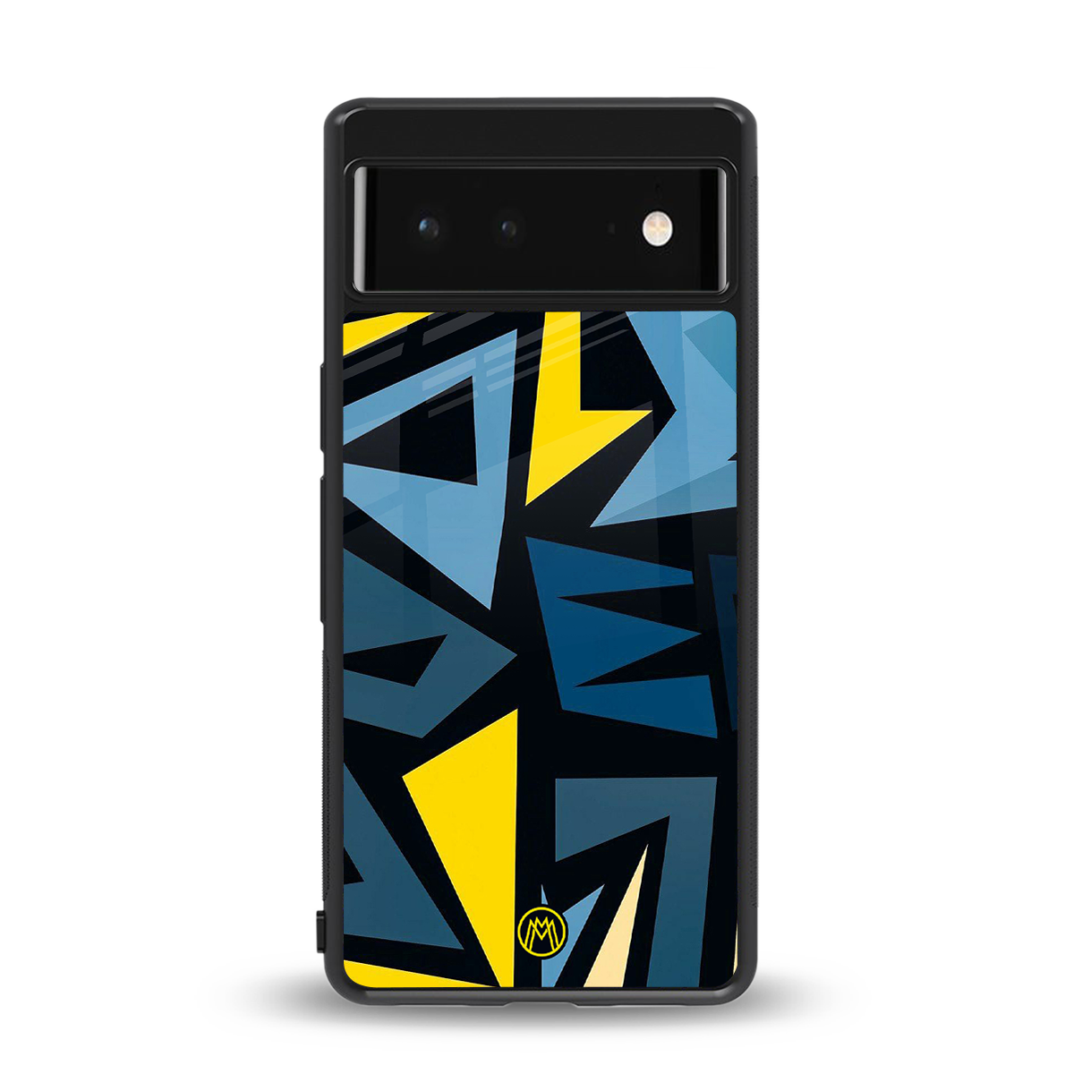 dynamic blue yellow pattern back phone cover | glass case for google pixel 6