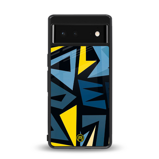 dynamic blue yellow pattern back phone cover | glass case for google pixel 6