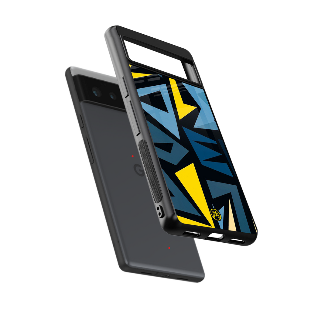 dynamic blue yellow pattern back phone cover | glass case for google pixel 6