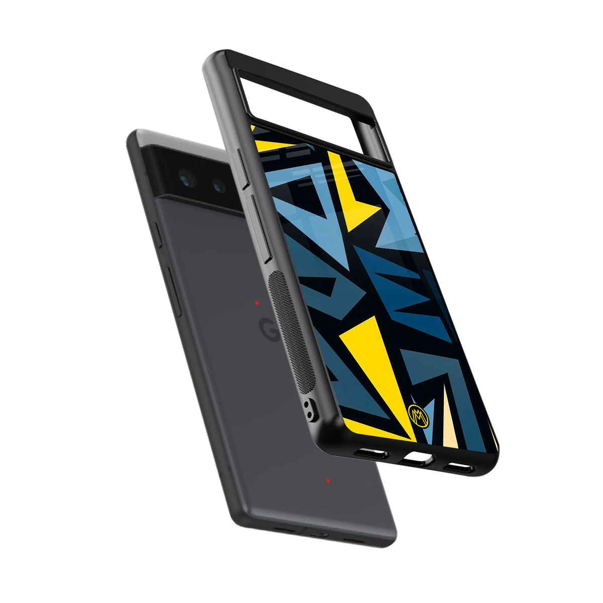 dynamic blue yellow pattern back phone cover | glass case for google pixel 6