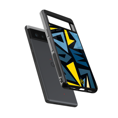 dynamic blue yellow pattern back phone cover | glass case for google pixel 6