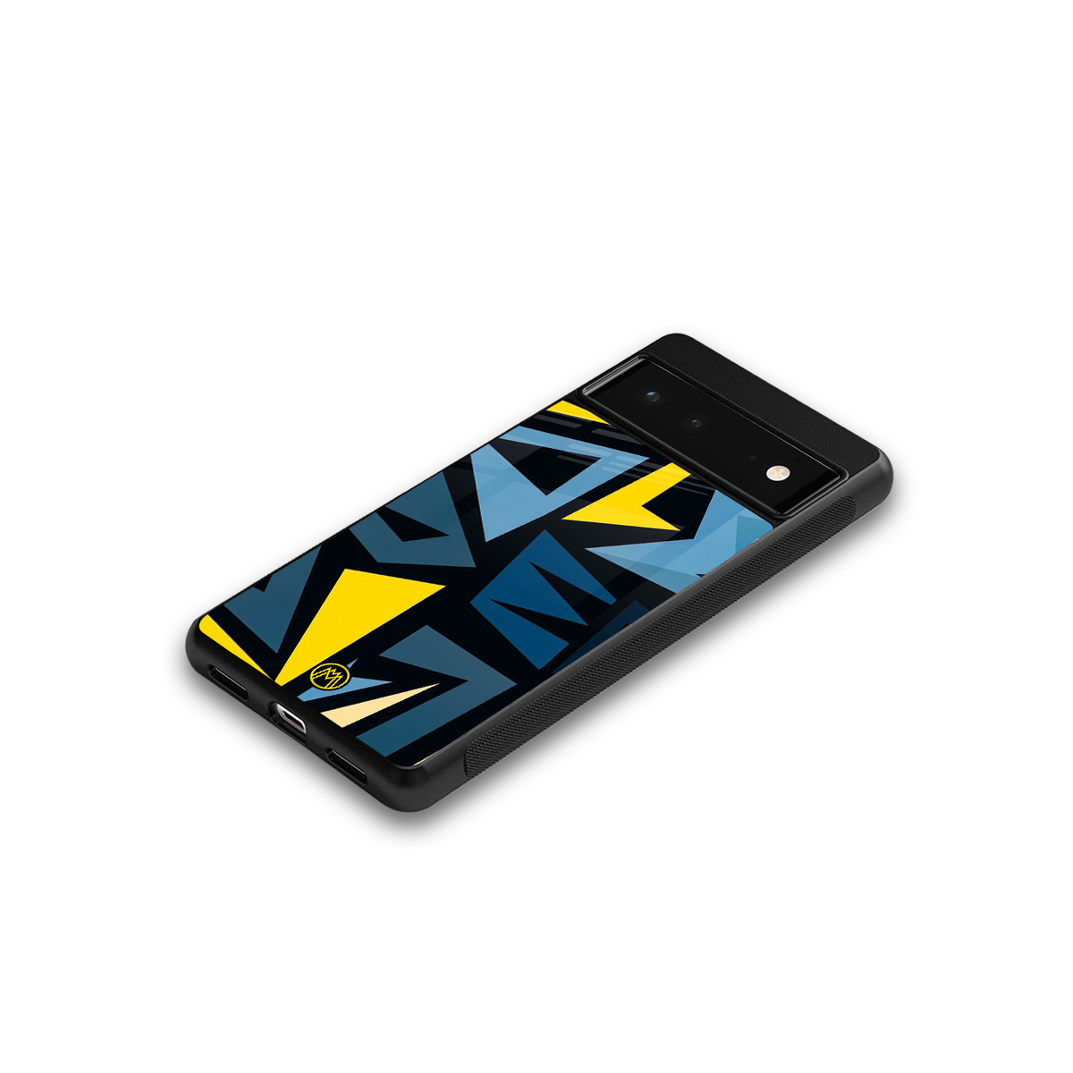 dynamic blue yellow pattern back phone cover | glass case for google pixel 6