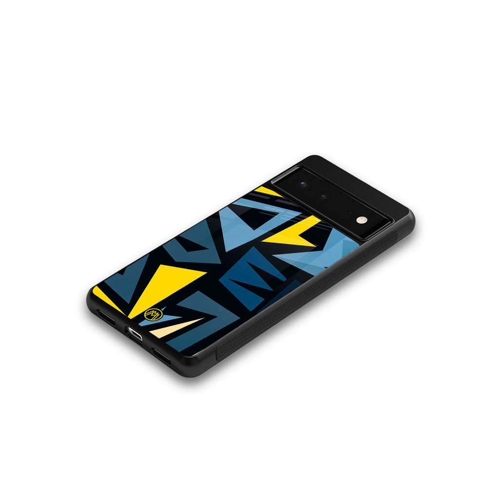dynamic blue yellow pattern back phone cover | glass case for Google Pixel 6A