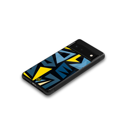 dynamic blue yellow pattern back phone cover | glass case for Google Pixel 6A