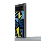 dynamic blue yellow pattern back phone cover | glass case for google pixel 6