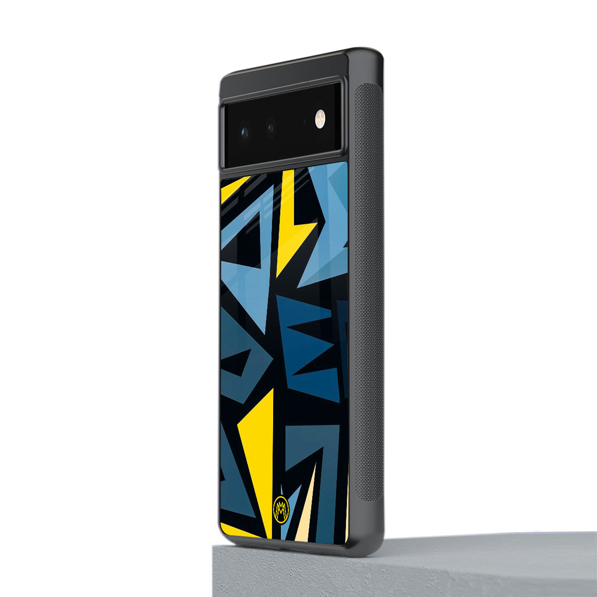 dynamic blue yellow pattern back phone cover | glass case for google pixel 6