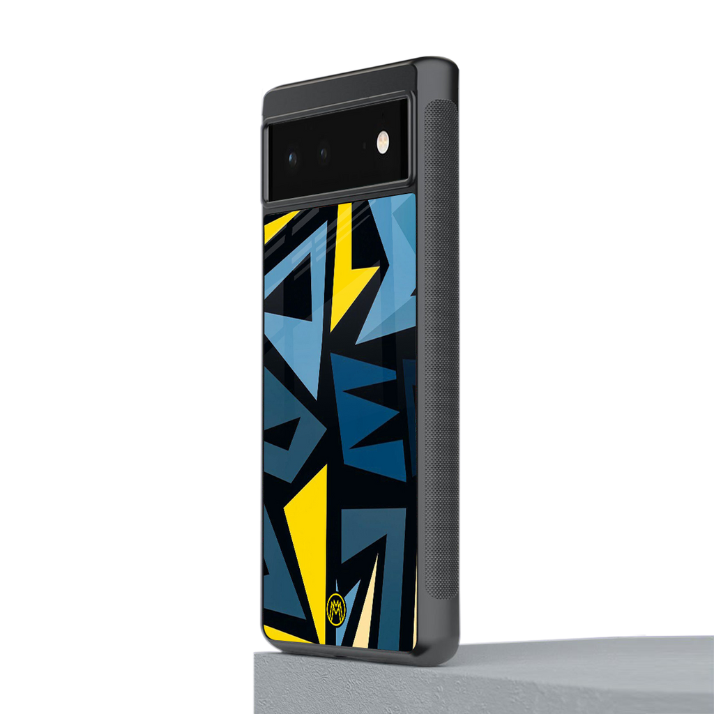 dynamic blue yellow pattern back phone cover | glass case for Google Pixel 6A