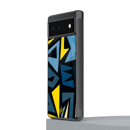 dynamic blue yellow pattern back phone cover | glass case for Google Pixel 6A