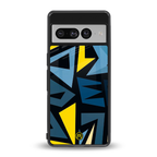 dynamic blue yellow pattern back phone cover | glass case for google pixel 7 pro