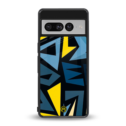 dynamic blue yellow pattern back phone cover | glass case for google pixel 7 pro