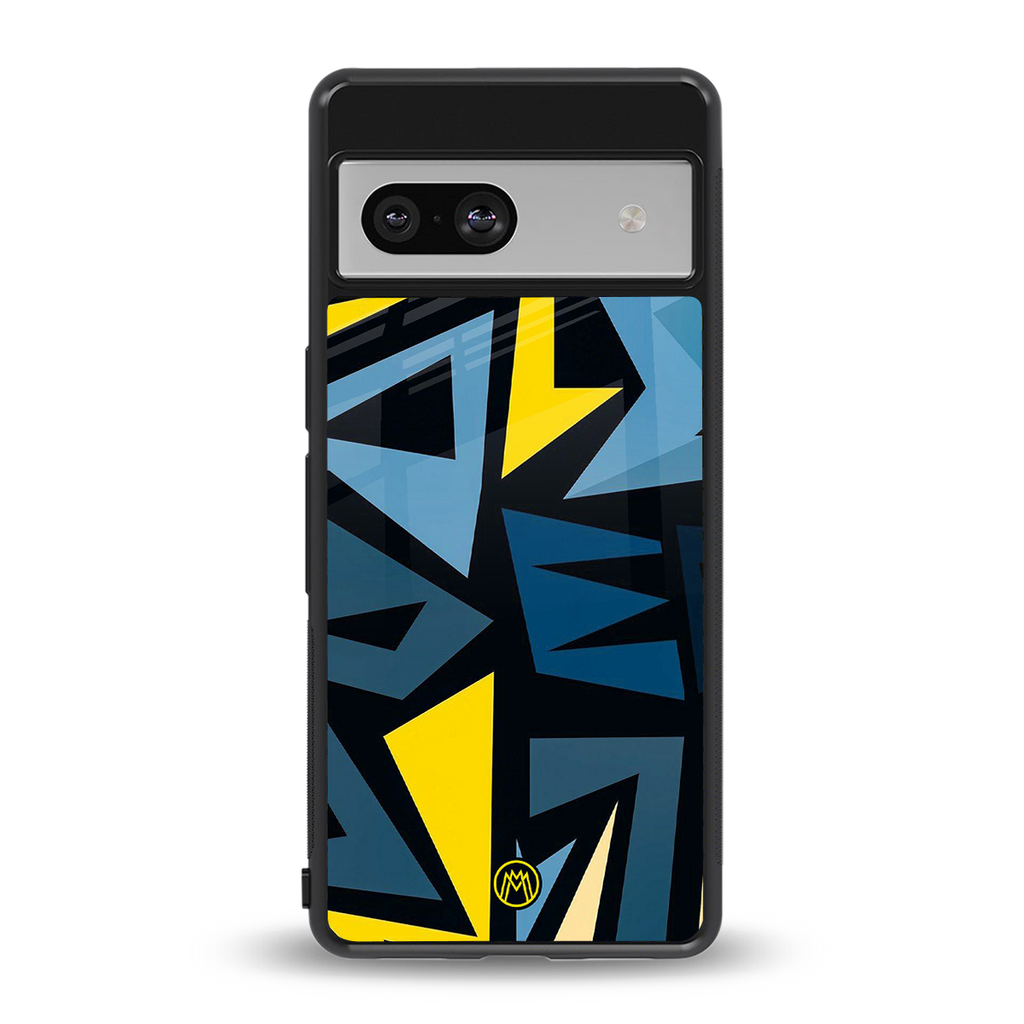 dynamic blue yellow pattern back phone cover | glass case for Google Pixel 7