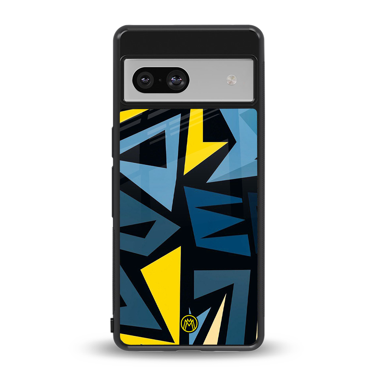 dynamic blue yellow pattern back phone cover | glass case for Google Pixel 7