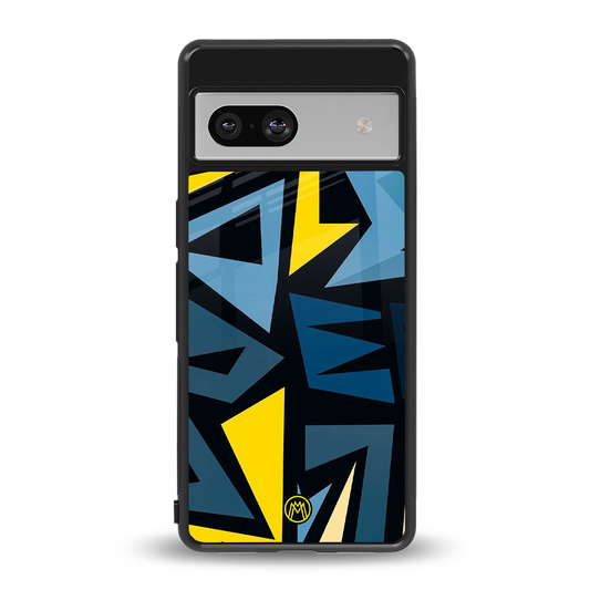 dynamic blue yellow pattern back phone cover | glass case for Google Pixel 7