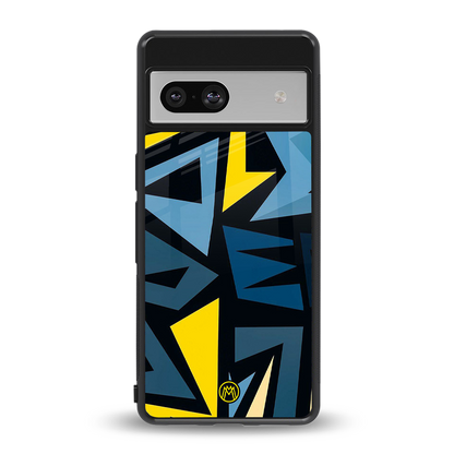 dynamic blue yellow pattern back phone cover | glass case for Google Pixel 7A