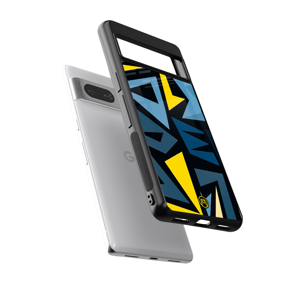 dynamic blue yellow pattern back phone cover | glass case for Google Pixel 7