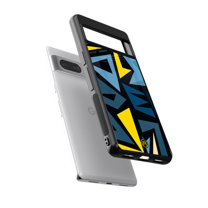 dynamic blue yellow pattern back phone cover | glass case for Google Pixel 7A