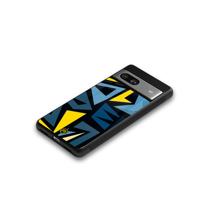 dynamic blue yellow pattern back phone cover | glass case for Google Pixel 7A