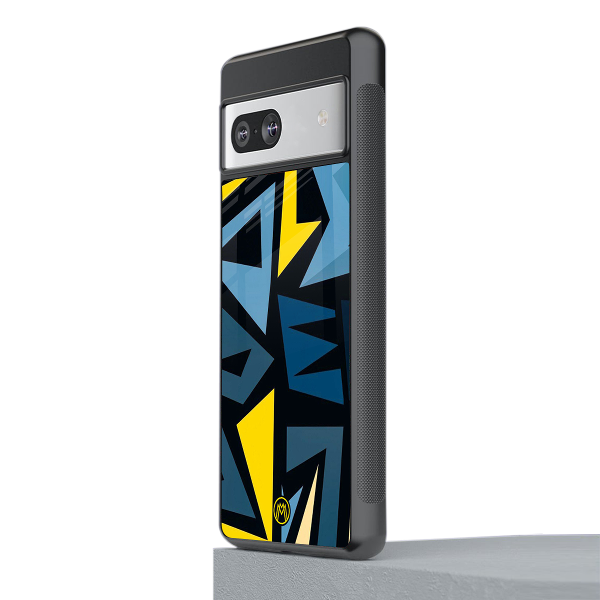 dynamic blue yellow pattern back phone cover | glass case for Google Pixel 7A
