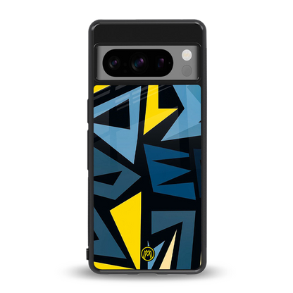 dynamic blue yellow pattern back phone cover | glass case for google pixel 8 pro