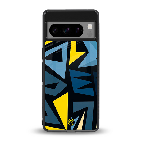 dynamic blue yellow pattern back phone cover | glass case for google pixel 8 pro