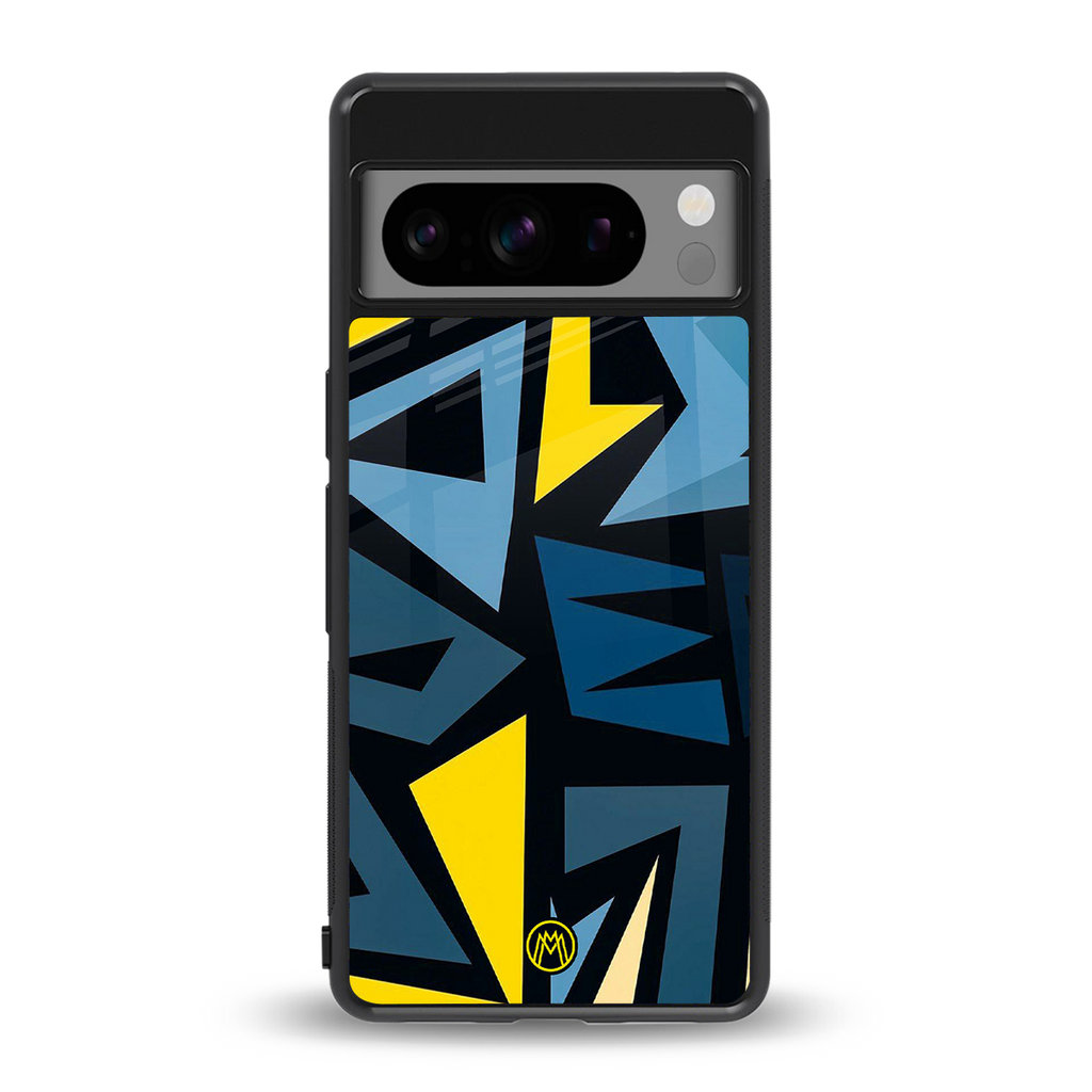 dynamic blue yellow pattern back phone cover | glass case for google pixel 8 pro