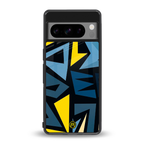 dynamic blue yellow pattern back phone cover | glass case for google pixel 8 pro