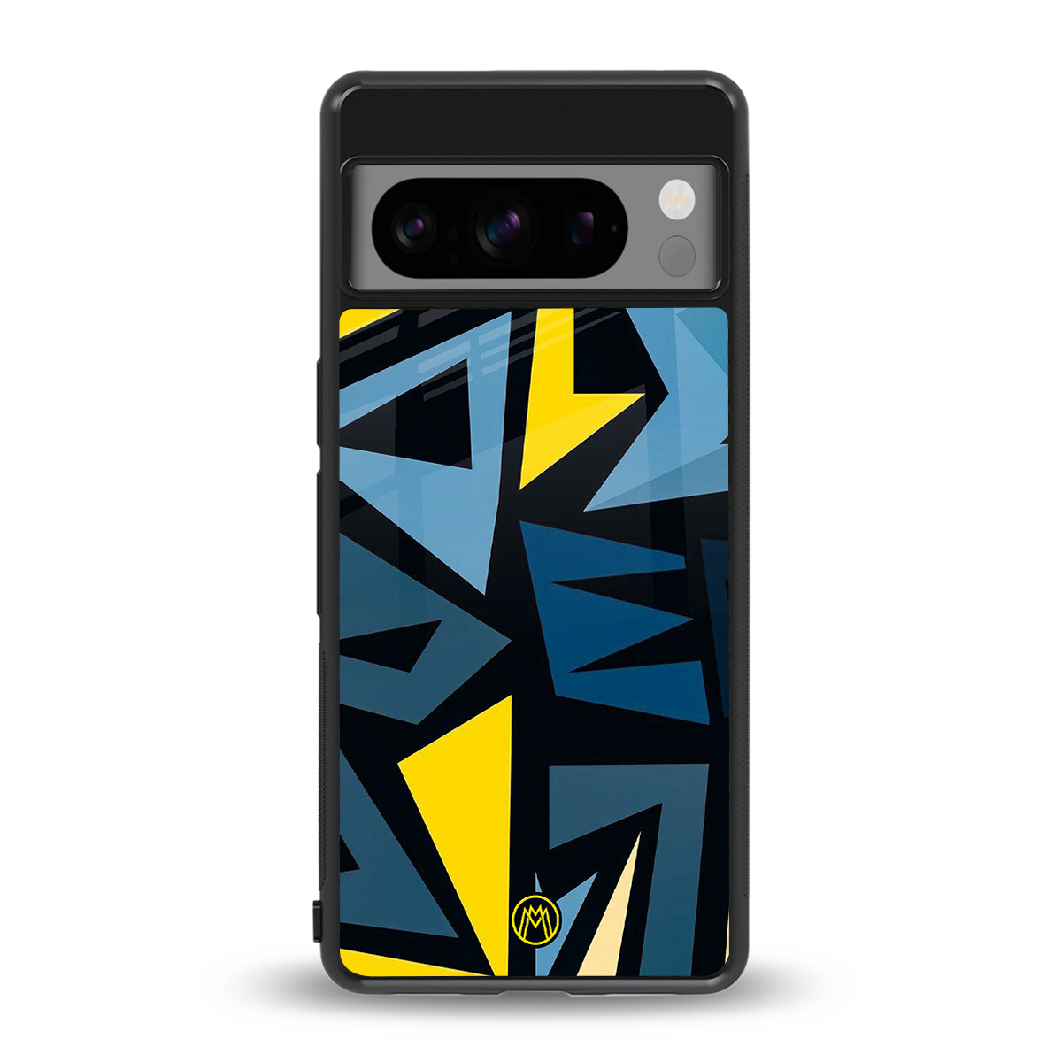 dynamic blue yellow pattern back phone cover | glass case for google pixel 8 pro