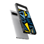 dynamic blue yellow pattern back phone cover | glass case for google pixel 8 pro