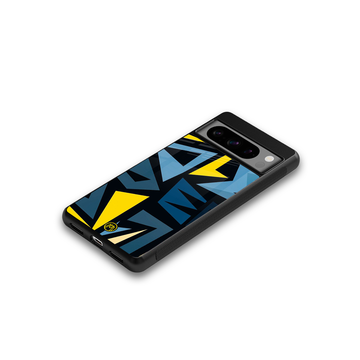 dynamic blue yellow pattern back phone cover | glass case for google pixel 8 pro