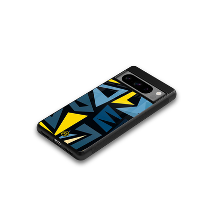 dynamic blue yellow pattern back phone cover | glass case for google pixel 8 pro