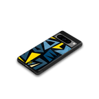 dynamic blue yellow pattern back phone cover | glass case for google pixel 8 pro