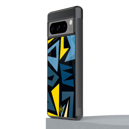 dynamic blue yellow pattern back phone cover | glass case for google pixel 8 pro