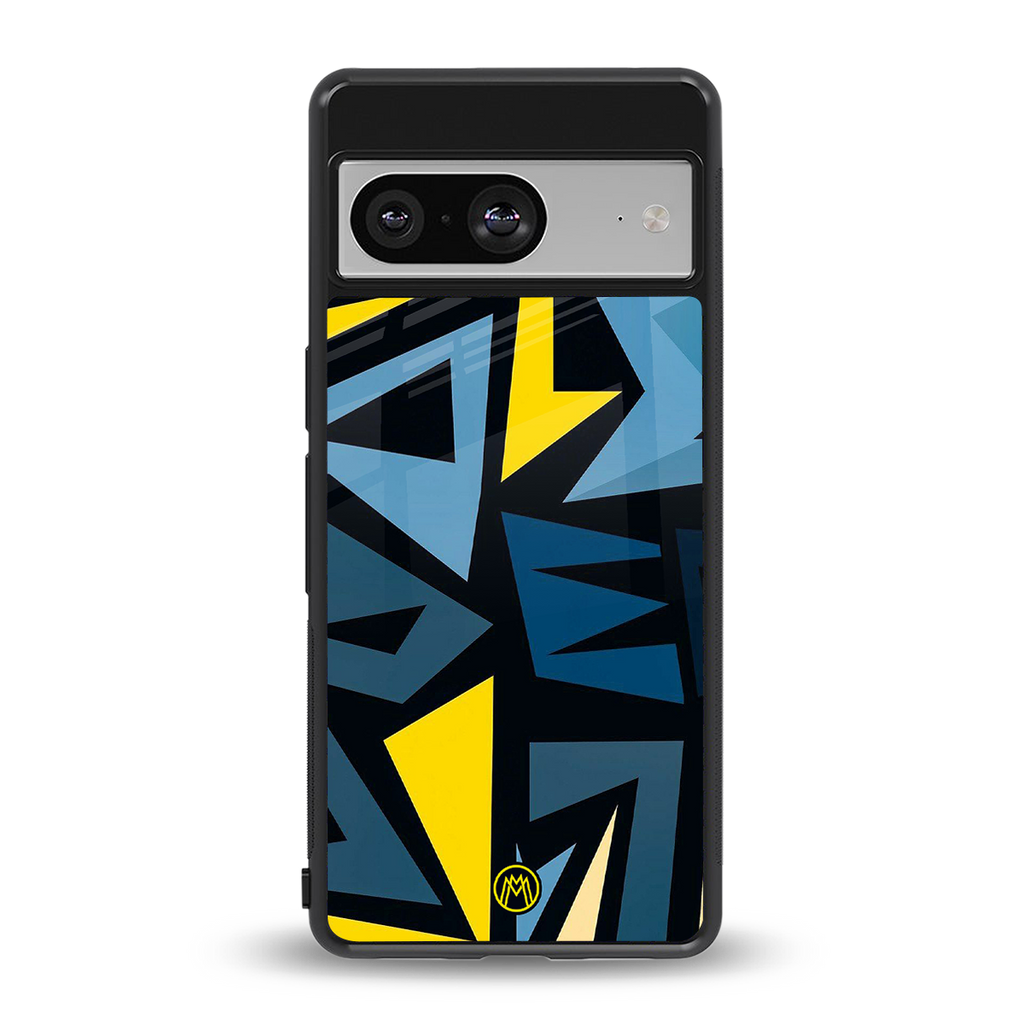 dynamic blue yellow pattern back phone cover | glass case for Google Pixel 8