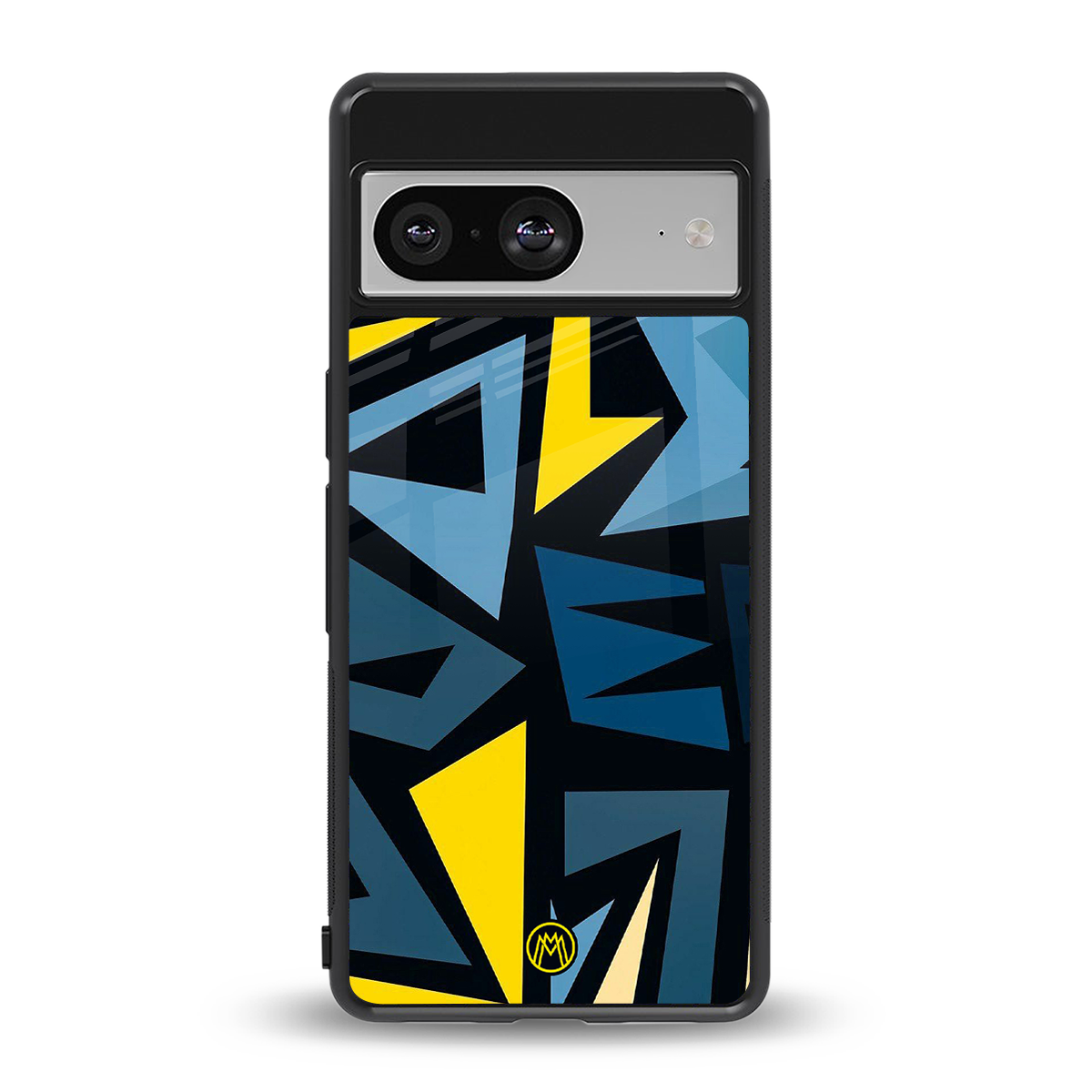 dynamic blue yellow pattern back phone cover | glass case for Google Pixel 8