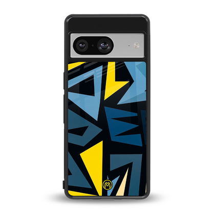 dynamic blue yellow pattern back phone cover | glass case for Google Pixel 8