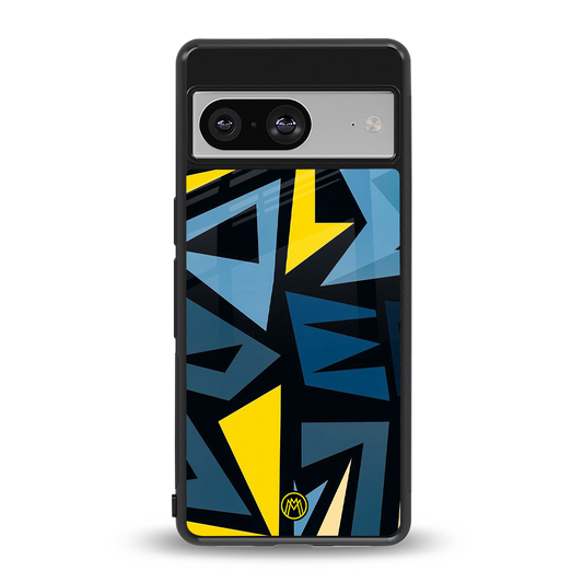 dynamic blue yellow pattern back phone cover | glass case for Google Pixel 8