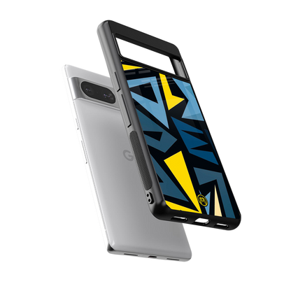 dynamic blue yellow pattern back phone cover | glass case for Google Pixel 8