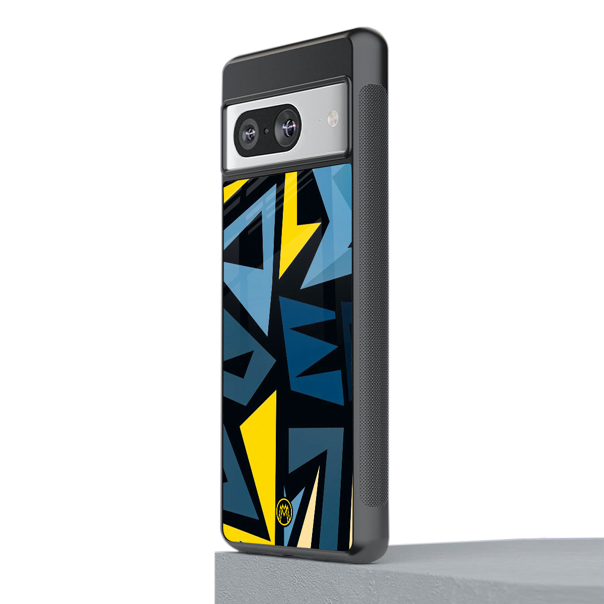 dynamic blue yellow pattern back phone cover | glass case for Google Pixel 8