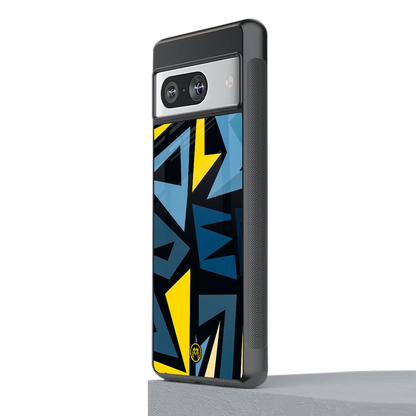 dynamic blue yellow pattern back phone cover | glass case for Google Pixel 8