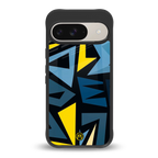 dynamic blue yellow pattern back phone cover | glass case for google pixel 9