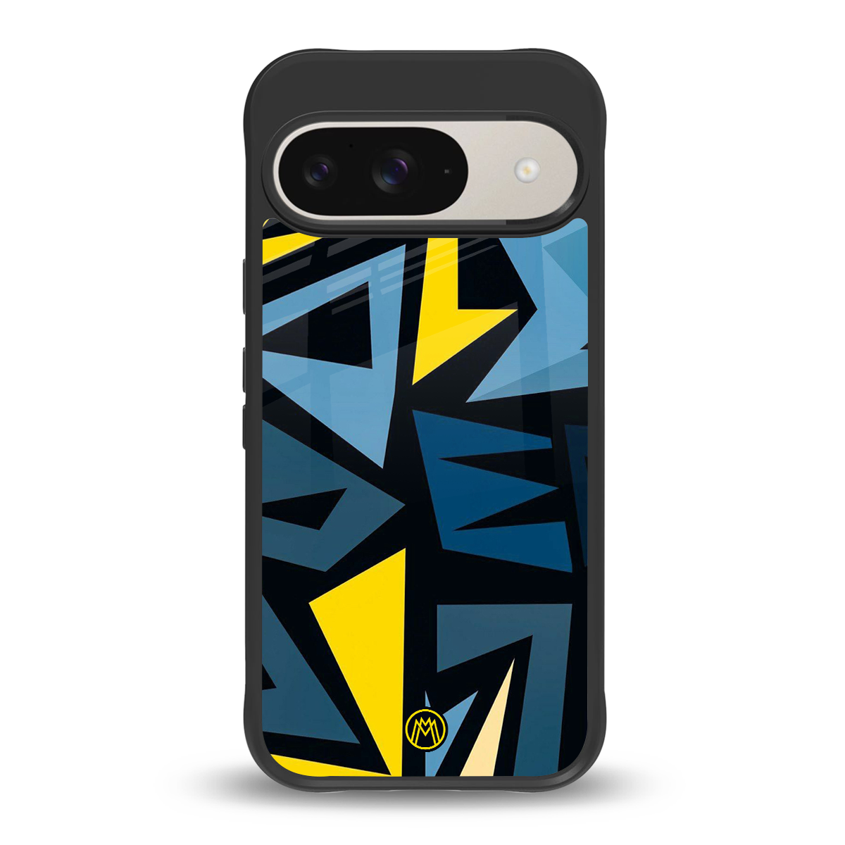 dynamic blue yellow pattern back phone cover | glass case for google pixel 9