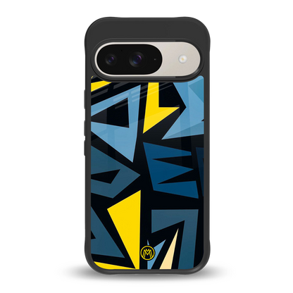 dynamic blue yellow pattern back phone cover | glass case for google pixel 9