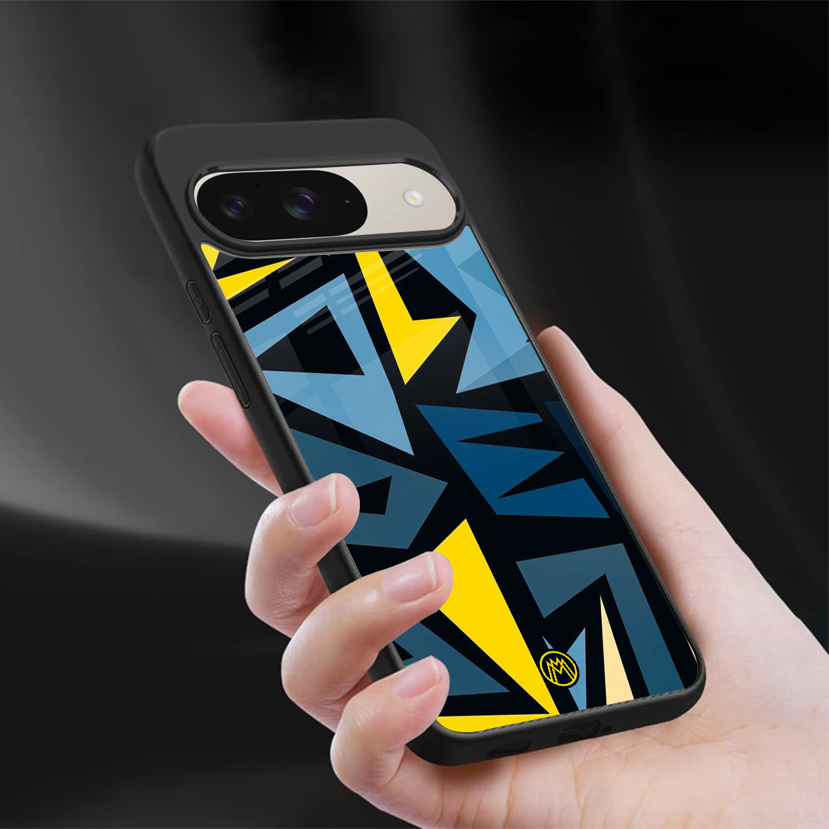 dynamic blue yellow pattern back phone cover | glass case for google pixel 9