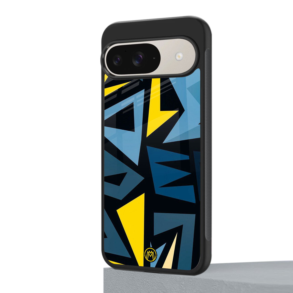 dynamic blue yellow pattern back phone cover | glass case for google pixel 9