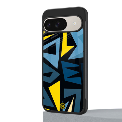 dynamic blue yellow pattern back phone cover | glass case for google pixel 9