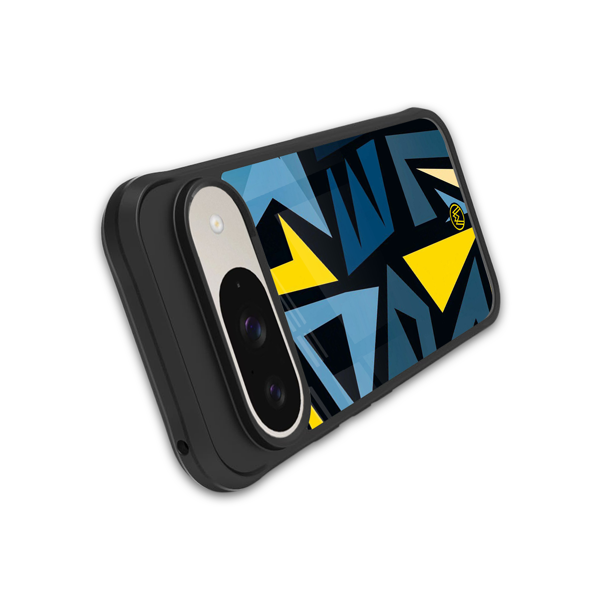 dynamic blue yellow pattern back phone cover | glass case for google pixel 9