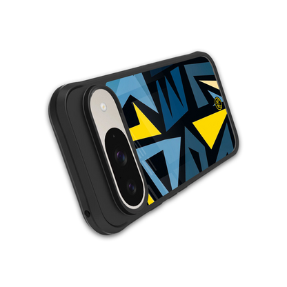 dynamic blue yellow pattern back phone cover | glass case for google pixel 9