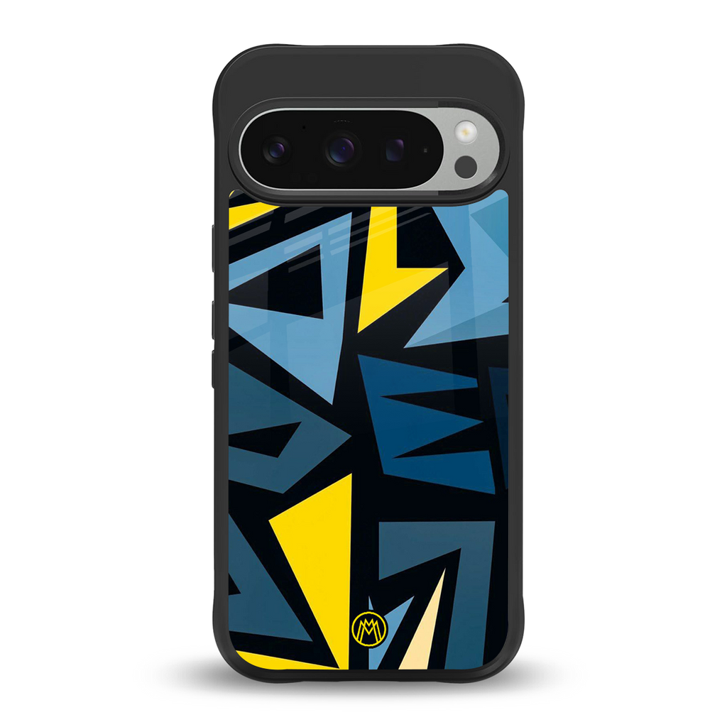 dynamic blue yellow pattern back phone cover | glass case for google pixel 9 pro