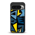 dynamic blue yellow pattern back phone cover | glass case for google pixel 9 pro