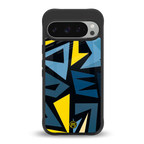 dynamic blue yellow pattern back phone cover | glass case for google pixel 9 pro